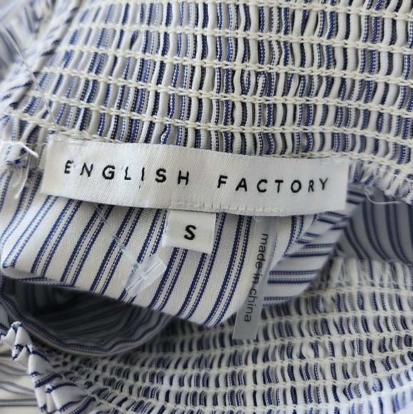 English Factory Bell Sleeves Blue White Stripe Pull-Over Top, Size S - Picture 7 of 12